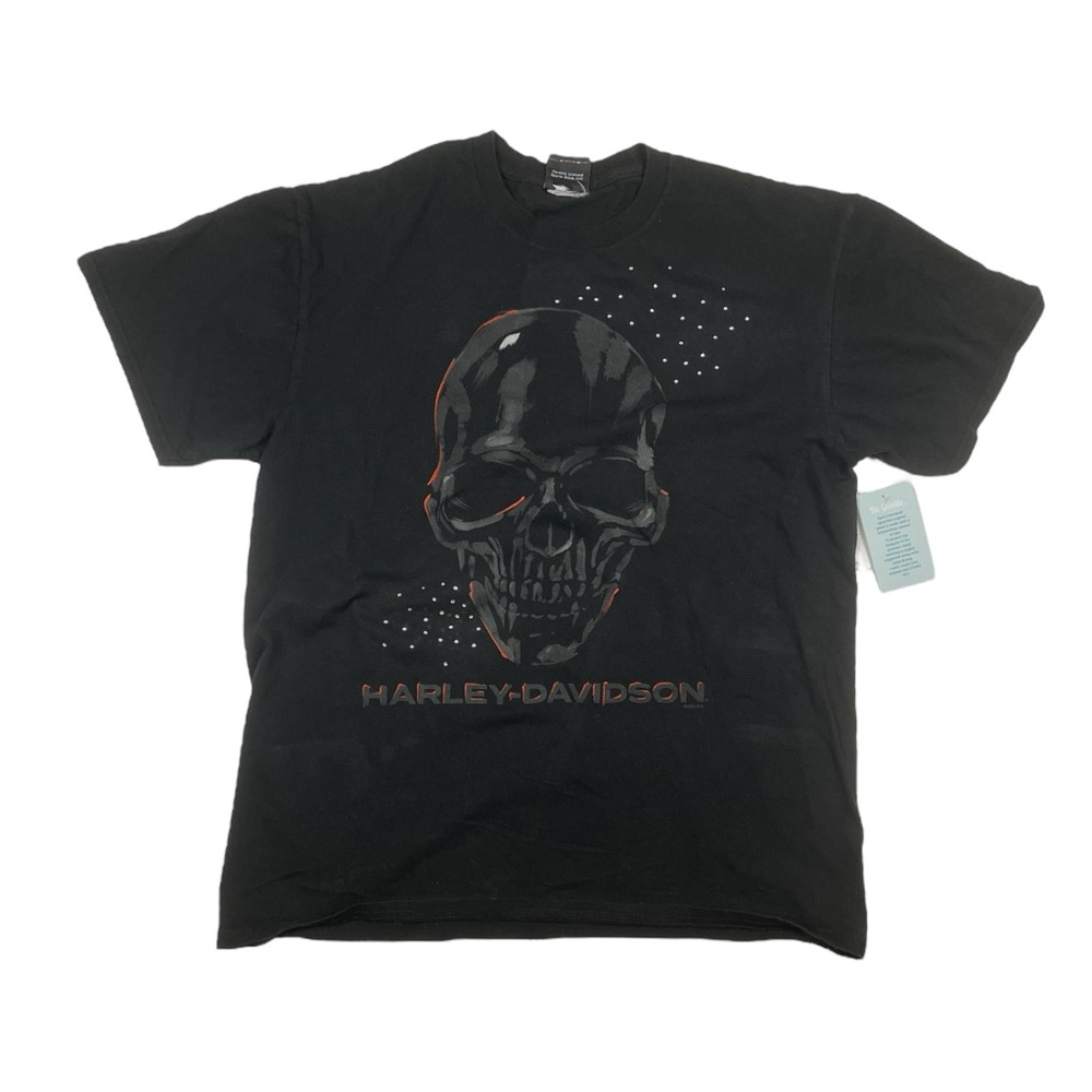 Harley Davidson oversized upcycled reworked Skull Boston graphic tee